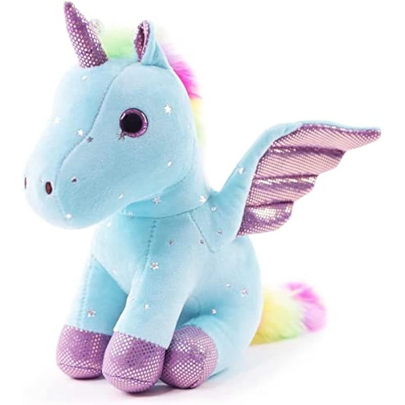 Wings Dragon Plush Toy Wings Unicorn Stuffed Animals Pterosaur Plush Flying Dragon Pillow Flying Uincorn Plushies Gifts for Fans Kids Boys Girls (Blue,7 Inches) - Image 1